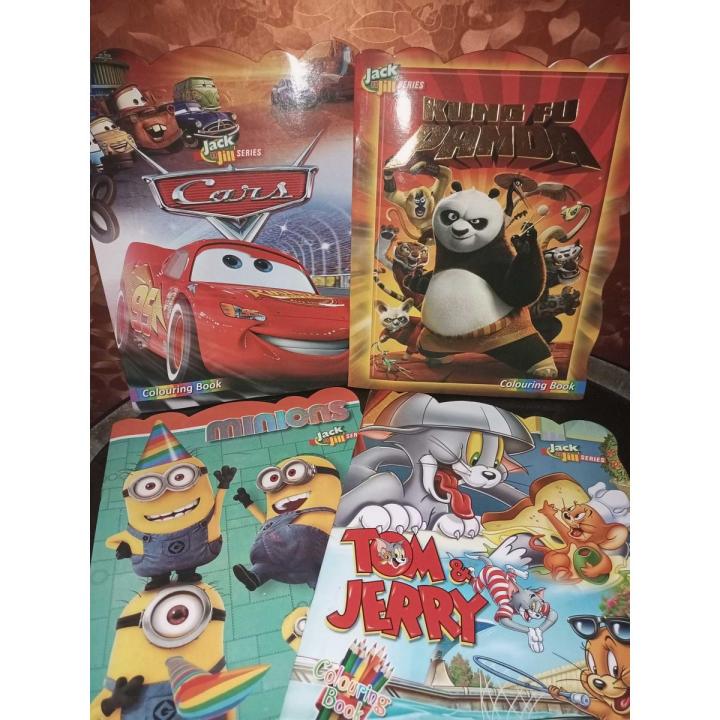 Pack of 4 mix cartoons characters for childrens black and white