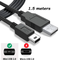 5 Pin Mini USB Cable, Extra Long USB Type-A to Mini-B 5-pin USB Tethering Cable for  External HDDS/Camera/PS3 Controller, Digital Camera, MP3 Player -Black. 