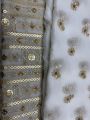 Pure Silk Shifoon Kameez Dupatta with golden sequins and thread embroidery. 