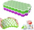 Silicone Ice cube Tray with plastic lid Easy Push Pop Out Square Silicon Ice Cubes Tray Honeycomb. 