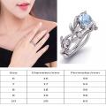 Woman Leaf Design Stainless Steel Wedding Engagement Cubic Zircon Ladies Ring Jewelry. 