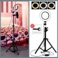 16cm Ring Light for Tiktok Led Selfie Ring Light with Long Tripod Stand 7ft , Mini Led Camera Light with Cell Phone Holder & 3 Light Mode, Led Circle Light for Tiktok, Vlog, Live Stream, Makeup. 