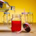 500ml Mason Jar Mug With Handle, Vintage Gradient Clear Glass With Lid And Straw, Drink Mug, Summer Cold Drink Mug. 