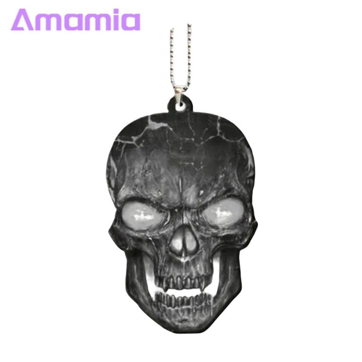 Amamia Car Hanging Decor Color Printing Halloween Skull Car Hanging Ornament