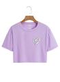 New Graphic Heart Logo Print Crop Top Round Neck Half Sleeves Casual Printed Cotton Crop T Shirt For Girls Women And Ladies. 