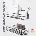 Kitchen Organizer Rack with Hooks - Wall-Mounted Metal Storage Shelf for Spices, Jars, and Utensils. 