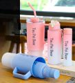 Water Bottle with Straw 3 Pcs Drinking Cup Tumbler with Handle Gradient Color BPA Grade Plastic Sippy Portable Jugs for Travel Outdoor Sports Gym Fitness Camping Mountaineering School Office Leak Proof in Summer Car Coffee Mug For Male & Female Drinkware. 