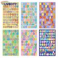 Iridescent Letter Stickers Colorful Self-adhesive Letter Stickers for Scrapbooking Diy Crafts Iridescent Vinyl Alphabet Numbers Perfect for Journals Water Bottles 6 Sheets Set Colorful Alphabet. 