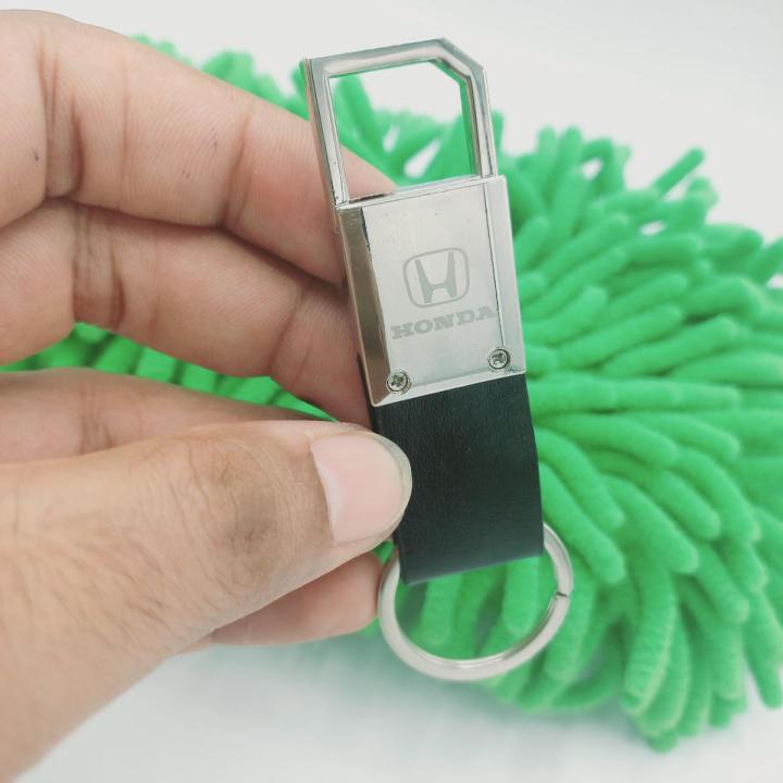 Honda logo leather keychain