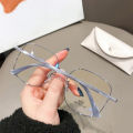【AmbitionmA】Women Fake Glasses Anti-blue Light Large Frame Glasses Transparent Lens Metal Frame Oversize Eyeglasses UV400 Protection Eyewear. 