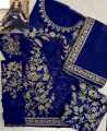 Chiffon Embroidered Maxi Dress 4-Side Embroidered Dupatta SM-07 Navy Blue. 