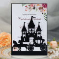 25Pcs Carriage Castle Wedding Invitations With Pearl Paper Laser Cut Invitation Greeting Cards Baby Shower Thank You Card. 