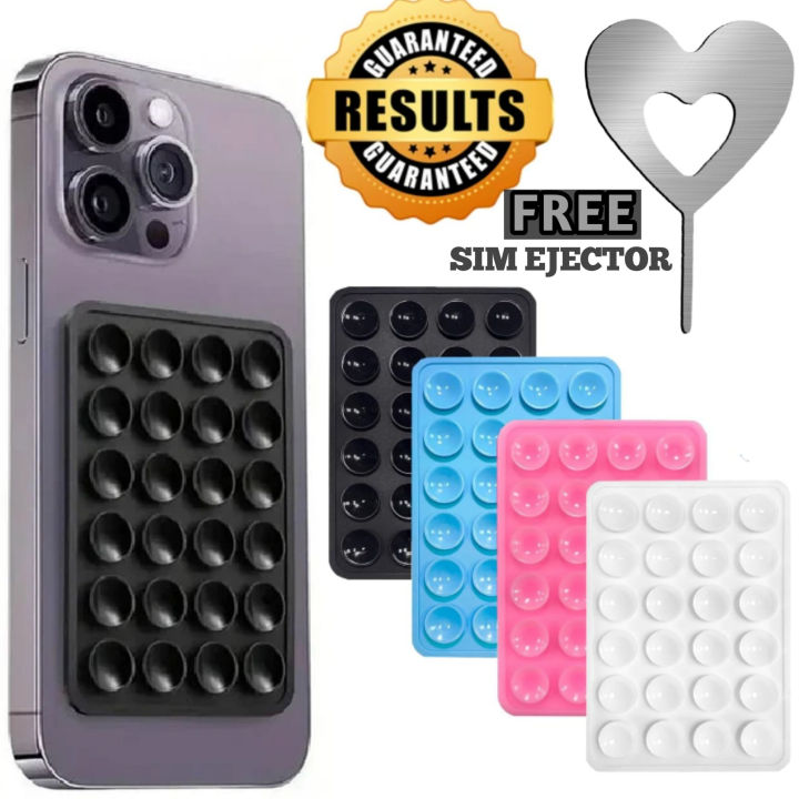 Silicon Suction Pad Phone Holder Self-Adhesive Rubber Suction Mobile Holder Silicone Suction Phone Case - Suction Cup Phone Holder | Sticky Phone Grip Mount With 24 Suction Cups | Anti-Slip Suction Phone Case Mount For Shower mirror Silicone Mobile Stand