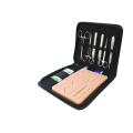 Complete Suture Practice Kit for Medical and Vet Students - Reusable Skin Simulation Silicon Pad with Pre-Cut Wounds, Full Set of Essentials Stainless Still Suturing Tools. 