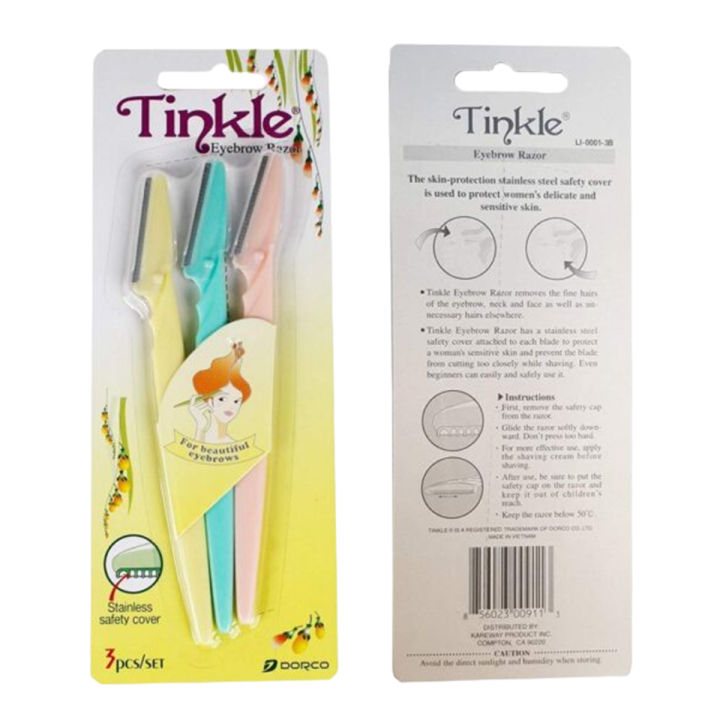Pack Of 3 - Tinkle Eyebrow Razor Easily Remove Hair For Women