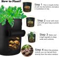 Potato Grow Bag 10 Gallons (14 inches depth, 15.5 inches diameter), Non-woven Breathable Fabric Sweet Potato / Onion/ Carrot Planter, Velcro Window Vegetable Peanut Growing Box Bucket Pot. 