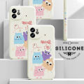 Jizetin for OPPO F19 / A74 / A95 Case Funny Cartoon Monster Family Side Design Phone Cover Square Edge Pattern Liquid Silicone Phone Cases. 