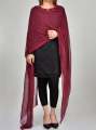 Maroon Overlocked Crinkle Chiffon Dupatta For Girls Ladies-All Colors Available. 
