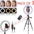 Pack Of 3 3120 Tripod Black 26 CM LED Ring Light And YunTeng Bluetooth Remote Shutter. 