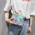 Women Laser Holographic Shoulder Bag Messenger PVC Chain Crossbody Handbags. 