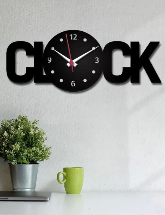 3D Clock Written Big Wooden wall Clock Black Analog Wooden Clock I Wall Clock I Wooden Wall Clock I Wall clocks for bedroom I Wall Clocks for drawing room I Wooden Wall Clocks For Gifts