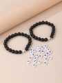 Pair of Customized name letter bracelet/Black 4mm beads. 