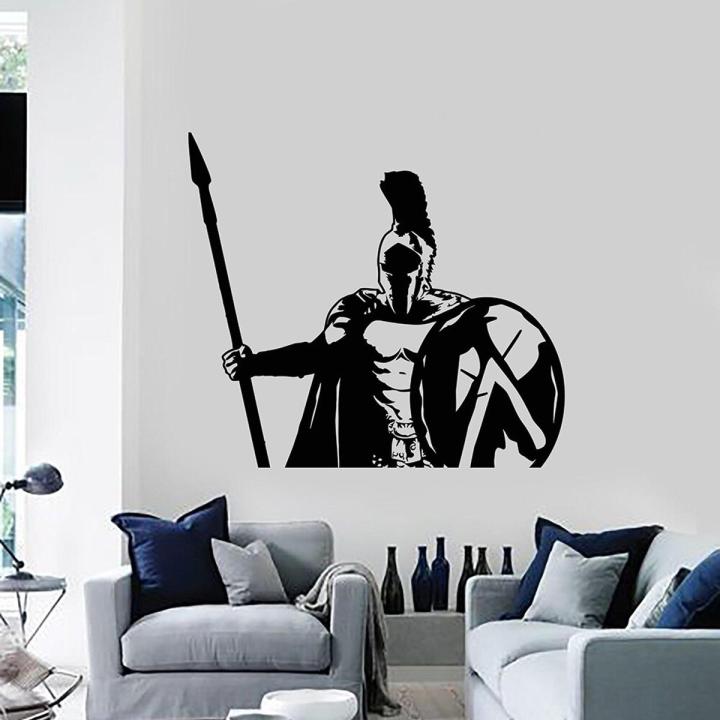 Spartan Warrior Military Spear Shield Vinyl Wall Stickers Home Decor Living Room Diy Mural Art Decals