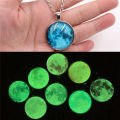 Full Moon Rising Moon Pendant Necklace Glow In The Dark Luminous Chain Women. 