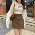 Slimming sweater vest two-piece set, niche temperament knitted suit for women. 