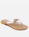 White Faux Leather Starfish V-Strap For Women - STA-02. 