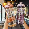 XM 2213 Transparent 2000ml Water Bottle with Time Marker to Drink / Motivational Water Bottle for Girls / Outdoor Water Bottle with Time to Drink / Matte travel Water Bottle for gym. 