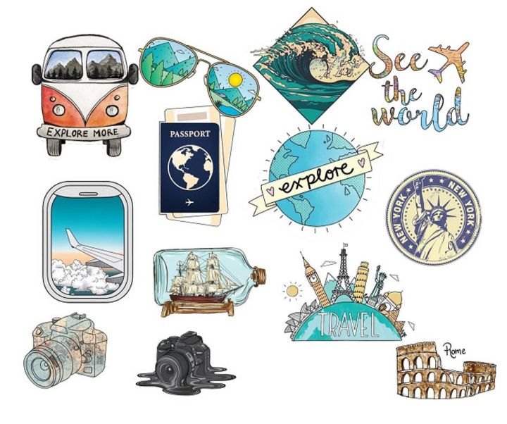 Travel%20Stickers%20%20Explore%20More%20Decals%20Wanderlust%20Pack%20Of%2013%20%20See%20The%20World%20Stickers%20Adventure%20Themed%20Passport,%20Camper%20Van,%20Landmarks%20%7C%20Journal,%20Laptop,%20Luggage%20Decor%20Stickers%20-%20Image%202