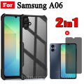 Samsung A06 Shockproof Phone Case for Samsung Galaxy A05S A05 Anti-blue and Anti-Spy Tempered Glass Privacy Screen Protector. 