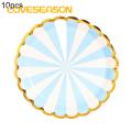 Loveseason Paper Dishes Indeformable Bronzing Stripe Paper Disc Decorations. 