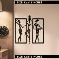 Wood wall decor item traditional 3 girls home wall art for office and living room. 