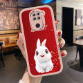 Hontinga for Redmi Note 9 Back Cover PU Leather Cute Rabbit Case Soft Silicone Edge Phone Cases. 
