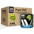 (Pack of 20) WBM Toilet Tissue Roll 2 PLY - 300s  100% Wood Pulp Toilet Paper Roll. 