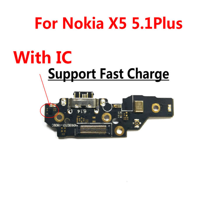 Type-C USB Charging Port Charger Dock Board Connector Mic Flex Cable For Nokia X5 / 5.1 Plus with IC Fast Charging
