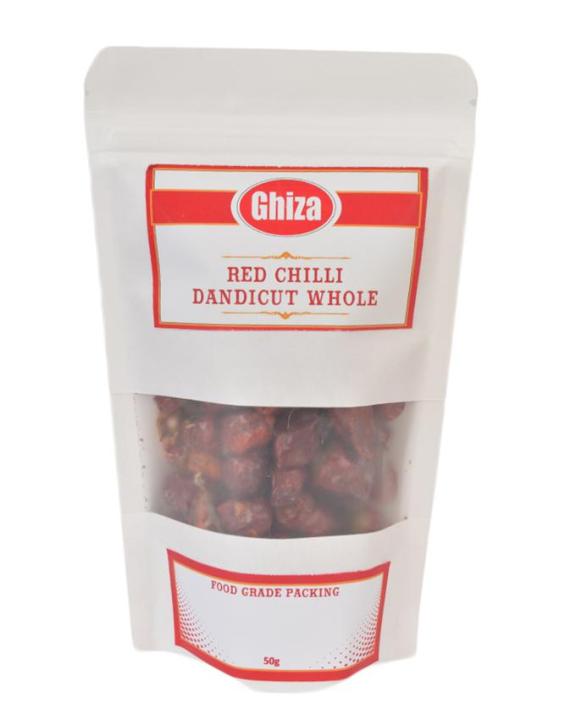 Gol Lal Mirch - Red Chilli Dandicut  - 50g - Spices - Masale - Ghiza Food - food grade packaging