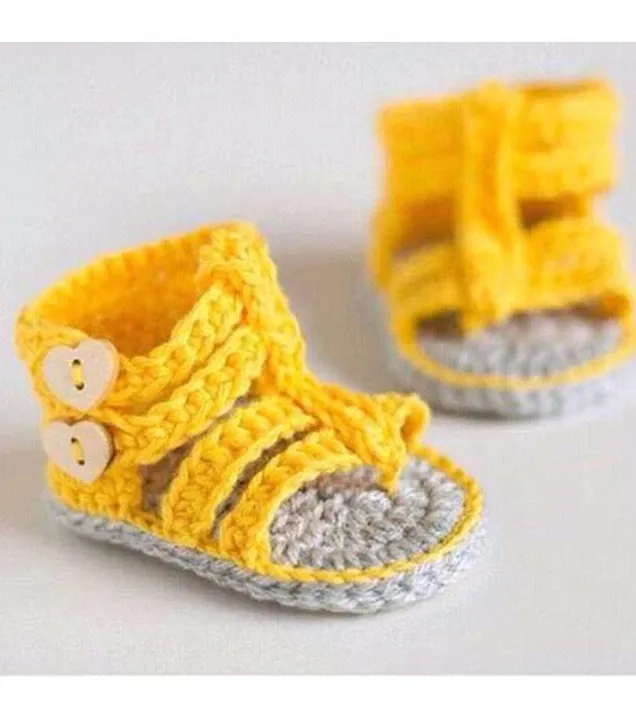 Multi%20Strips%20Woolen%20Handmade%20Crochet%20Baby%20Summer%20Sandal%20-%20Image%203