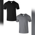 Mens Black Charcoal Plain Cotton T-shirt Pack of 2 T shirt Adult Boys Top Tee. 