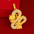 [With Box] 916 Gold Dragon Necklace for Men Original Korean style 3D Dragon Pendant Necklace Men's Wedding Jewelry Birthday Present. 
