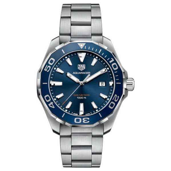Tag Heuer Aquaracer Silver Stainless Steel Blue Dial  Quartz Watch for Gents - WAY101CBA0746