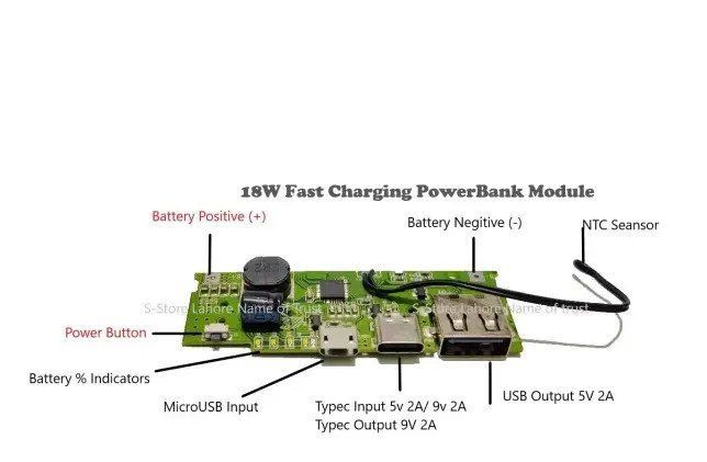 Power Bank Circuit Charging Module Qc 3.0 18W Lithium Battery Charger Type-C and MICRO