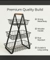 Fruit Basket Stand 2 Tier / 3 Tier Kitchen Organizer Rack | Metal Wire Storage Basket with Wooden Handle | Multi Purpose Fruits Vegetable Storage | HS Trader’s. 