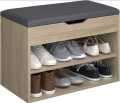 Premium 2-Layer Shoe Rack Organizer with Folding Padded Seat Cushion & Pull-Down Storage Cabinet – Stylish Wooden Shoe Storage Bench for Entrance, Hallway, Home Entryway, Space-Saving Shoe Organizer, Multi-Functional Shoe Stand by Decorniture. 