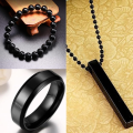 COMFORT ZOON Premium Quality 8mm Solid Black Beads Stretch Bracelet For Girls and Women - Ladies Girl Bead Hand Bracelets. 