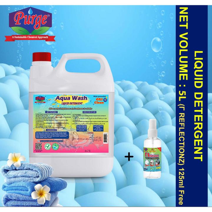 Purge Aqua Wash Liquid Detergent 5Litres - 5000ml - Antibacterial - Laundry Detergent - Oxygen powered Stain Remover