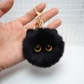 Black Plush Cat Keychain for Women Soft Faux Fur Ball Kitten Keyring Bag Pendant Car Key Chain Girl Kids Couple Gift. 