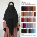 Marhaba Hijab - Women Premium Luxury Chiffon Georgette Square Scarf/Hijab with Half Niqab Patti Set - Soft and Lightweight- Suitable for All Seasons. 